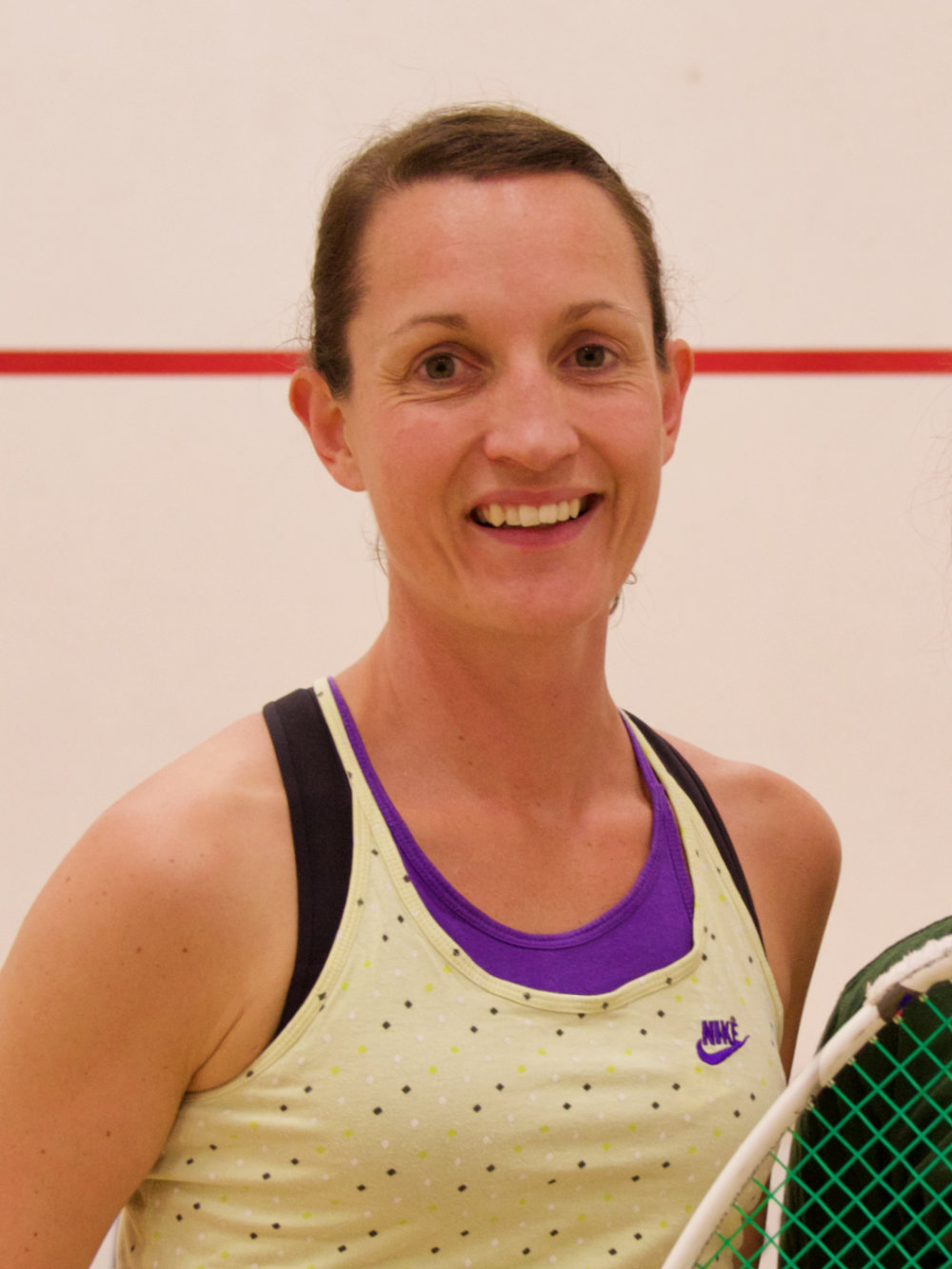 A photo of Cath Brown, squash coach